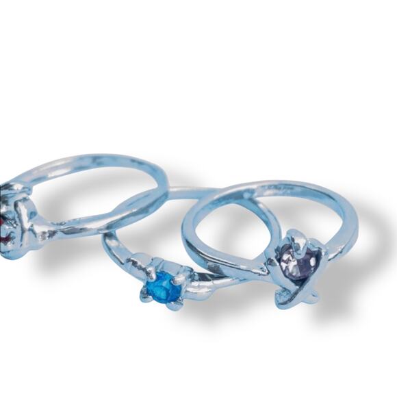 Silver 3 Ring Lot With Gemstones Size 5-7.5 - Picture 3 of 3